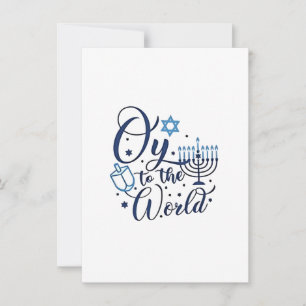 Oy to the World Hanukkah Jewish Funny  Invitation