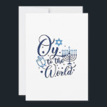 Oy to the World Hanukkah Jewish Funny  Invitation<br><div class="desc">Jewish holiday humour,  Hanukkah 2025,  menorah celebration,  oy vey joke,  Hanukkah pun,  Jewish Christmas parody,  holiday season Jewish humour,  festive Jewish saying,  menorah tee</div>