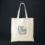Oy to the World Hanukkah Jewish Funny  Tote Bag<br><div class="desc">Jewish holiday humour,  Hanukkah 2025,  menorah celebration,  oy vey joke,  Hanukkah pun,  Jewish Christmas parody,  holiday season Jewish humour,  festive Jewish saying,  menorah tee</div>