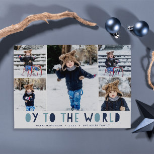 Oy to the World Hanukkah Photo Collage Card