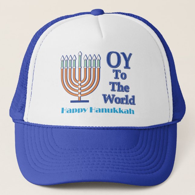 Oy-To-The-World-Happy-Hanukkah Trucker Hat (Front)