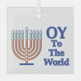 Oy To The World Menorah Glass Tree Decoration