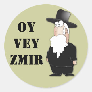 Oy Vey Funny Jewish rabbi - cool cartoon Classic Round Sticker