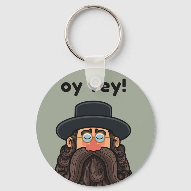 OY VEY! Funny RABBI Peronalized Key Ring (Front)
