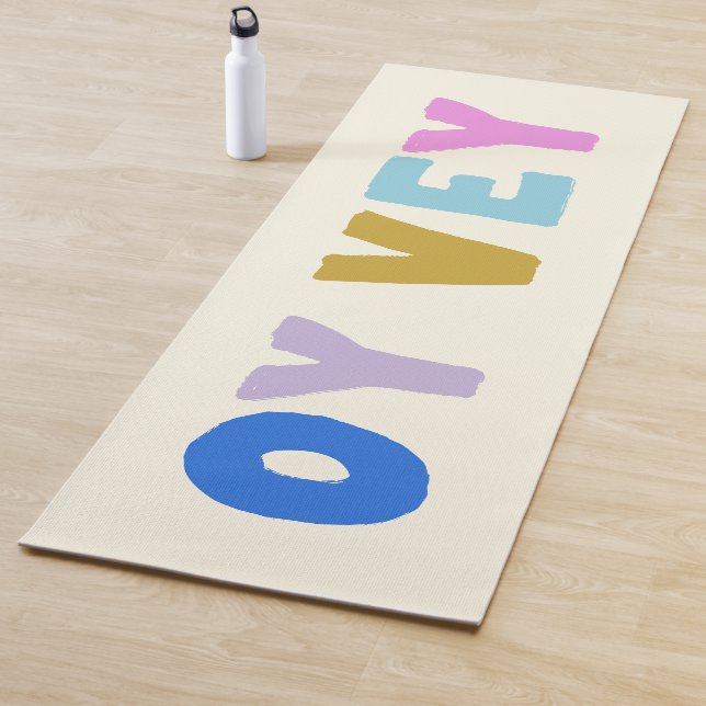 Oy Vey Funny Yiddish Expression Cute Colourful Yoga Mat (In Situ)