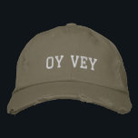Oy Vey Funny Yiddish Quote in Blush Embroidered Hat<br><div class="desc">Simple Jewish humour quote in Yiddish Oy Vey in taupe and blush.</div>