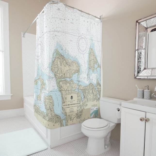 Oyster and Huntington Bays Nautical Chart 12365 Shower Curtain (In Situ)