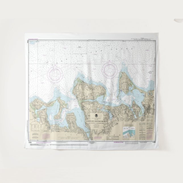 Oyster and Huntington Bays Nautical Chart 12365 Tapestry (Front (Horizontal))