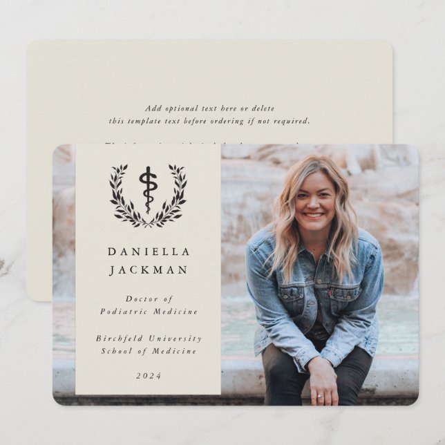 Oyster Asclepius Medical Graduation Photo Announcement (Front/Back)