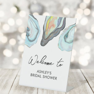 Oyster Bar Coastal Bridal Shower Welcome Pedestal Sign