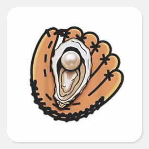 Oyster Baseball Seafood Baseball Sport Lover Square Sticker