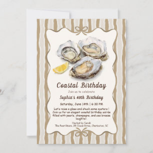 Oyster Birthday Party   Elegant Coastal  Invitation
