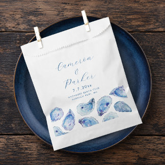 Oyster Blue Watercolor Wedding Favour Bags