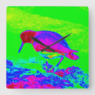 Oyster Catcher Square Wall Clock