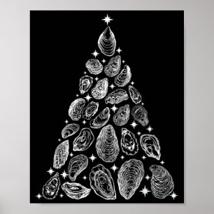 Oyster Christmas Tree Seafood Shellfish Holiday Be Poster