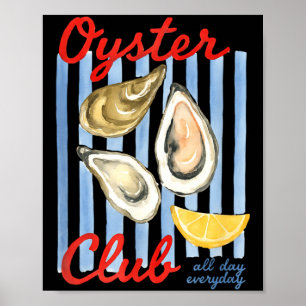 Oyster Club Oysters Summer Holiday Vintage Poster