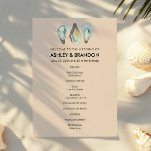Oyster Coastal Seaside Wedding Ceremony Programme