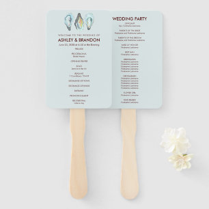 Oyster Coastal Seaside Wedding Program Hand Fan