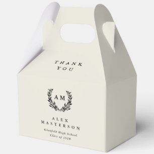 Oyster/Cream Monogram Laurel Wreath Graduation Favour Box