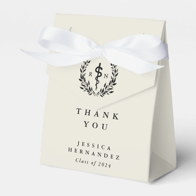 Oyster/Cream Registered Nurse Asclepius + Laurel Favour Box (Front Side)
