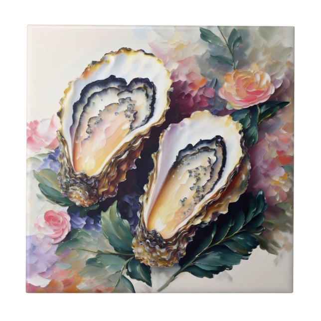 Oyster Floral Art Tile (Front)