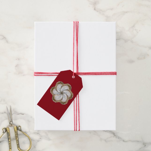 Oyster Flower Gift Tag - Design C (With Twine)