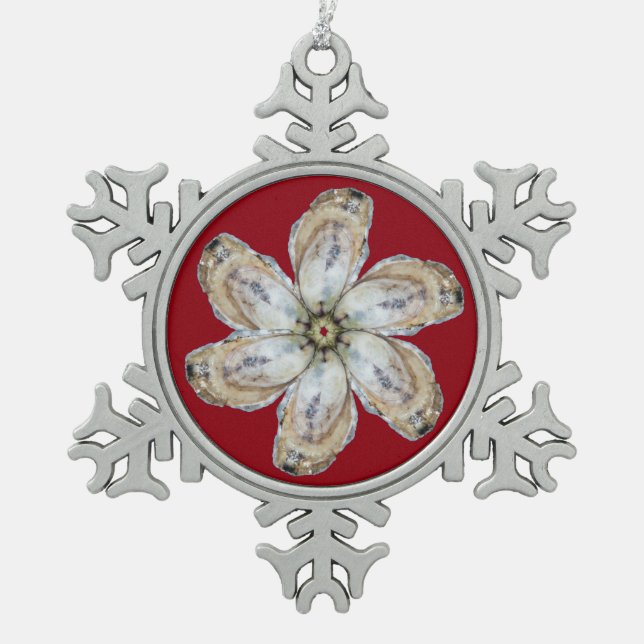Oyster Flower Snowflake Ornament - Design A (Front)