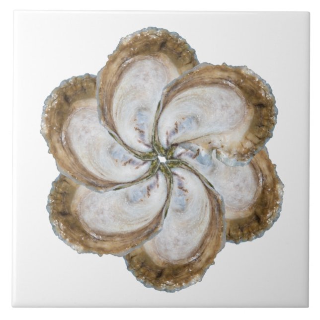 Oyster Flower Tile - Design C White (Front)