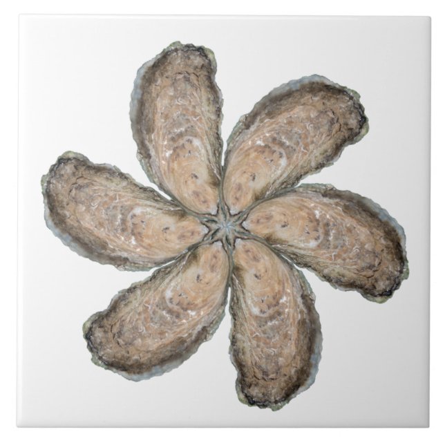 Oyster Flower Tile - Design D White (Front)