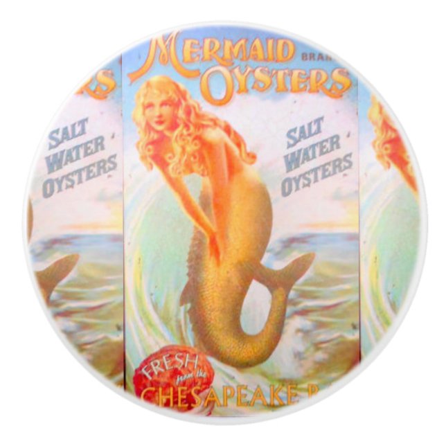 oyster mermaid ceramic knob (Front)