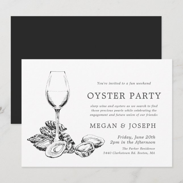 Oyster Pearl Engagement Dinner Invitation (Front/Back)
