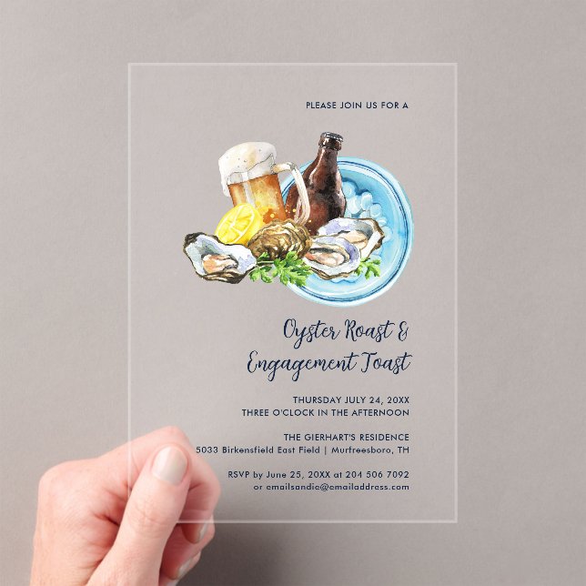 Oyster Roast and Engagement Toast Seafood Party Acrylic Invitations (Insitu (Handheld))