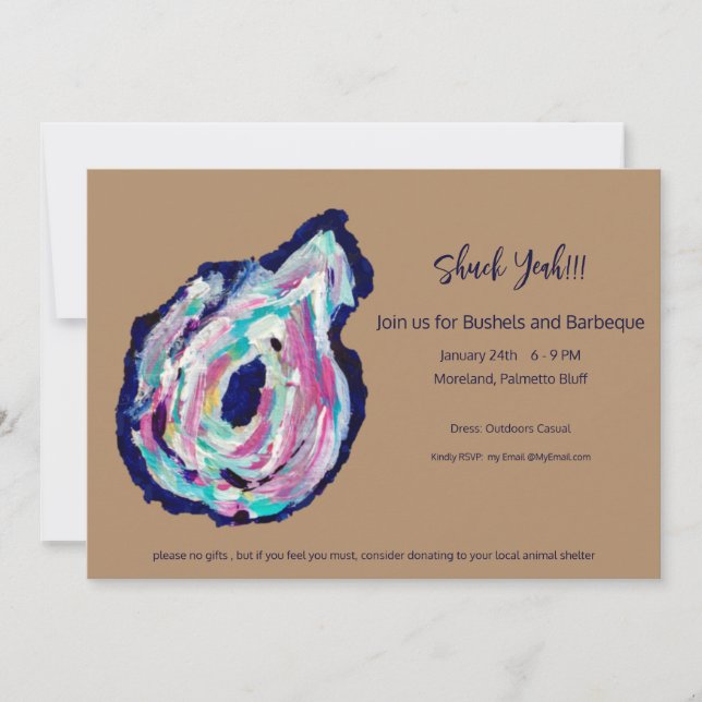 Oyster Roast Bushels & BBQ Invitation - Shuck Yeah (Front)