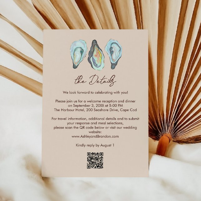 Oyster Roast Coastal Seaside Watercolor Wedding  Enclosure Card (Creator Uploaded)