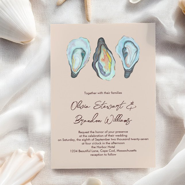 Oyster Roast Coastal Seaside Watercolor Wedding  Invitation (Creator Uploaded)