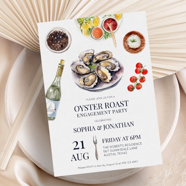 Oyster Roast Elegant Coastal Engagement Party Invitation (Creator Uploaded)
