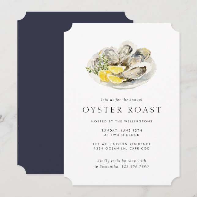 Oyster Roast Elegant Simple Seafood Party Invitation (Front/Back)
