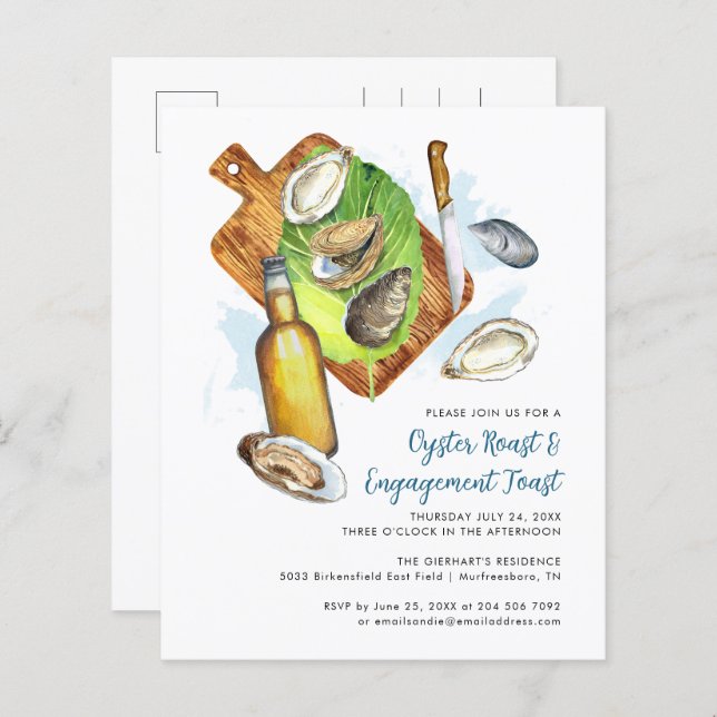 Oyster Roast Engagement Seafood Party Invitation (Front/Back)
