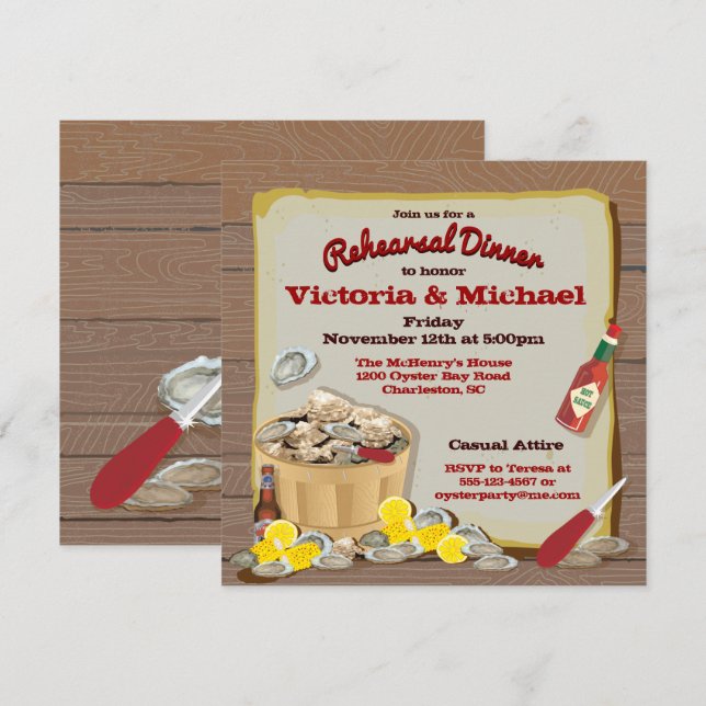 Oyster Roast Party Invitations (Front/Back)