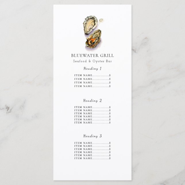 Oyster | Seafood resturant Menu Card (Front)