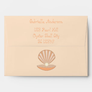 Oyster shell and Pearl Gender Neutral Baby Shower Envelope