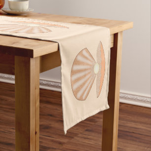 Oyster shell and Pearl Gender Neutral Baby Shower Short Table Runner