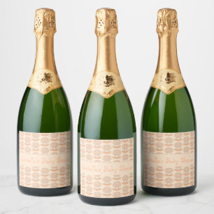 Oyster shell and Pearl Gender Neutral Baby Shower Sparkling Wine Label