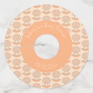 Oyster shell and Pearl Gender Neutral Baby Shower Wine Glass Tag