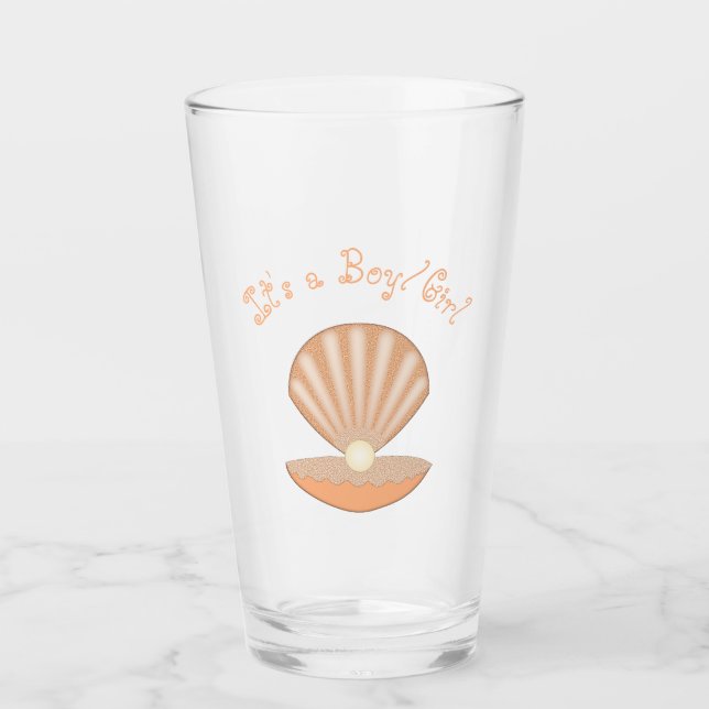 Oyster shell and Pearl Gender Neutral Custom Glass (Front)