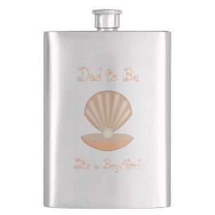 Oyster shell and Pearl Gender Neutral Custom Hip Flask