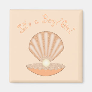 Oyster shell and Pearl Gender Neutral Custom Magnet