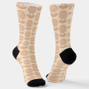 Oyster shell and Pearl Gender Neutral Patterned Socks