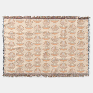 Oyster shell and Pearl Gender Neutral Patterned Throw Blanket