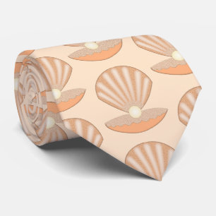 Oyster shell and Pearl Gender Neutral Patterned Tie